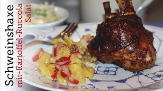 Rezept - Gegrillte Schweinshaxe mit Kartoffel-Ruccola-Salat (Red Kitchen - Folge 146)