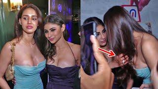 అక్కడ టచ్ చేసింది : Best Friend Disha Patani Leaving Mouni Roy New Restaurant Badmaash || NSE