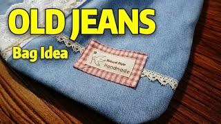 DIY OLD JEANS RECYCLE INTO CUTE BAG TUTORIAL // Handmade BAG IDEA  #HandyMumLin