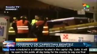 Body of soccer player Christian Benitez arrives to Ecuador