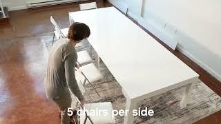 Tiny Titan Transformer Kitchen table extends to seats 12 people and makes 6 table sizes