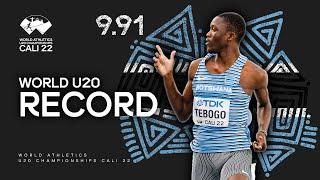 9.91 ‼️ Tebogo breaks his own world U20 record | World Athletics U20 Championships Cali 2022