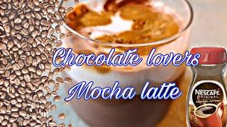 Easy homemade mocha latte with instant coffee and cocoa powder