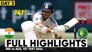 India vs Australia 1st Test Day 3 Highlights 2024 | India 2nd Innings Highlights Today 275/1