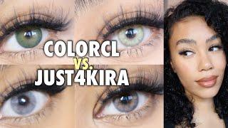 JUST4KIRA VS. COLORCL Comparison! Testing AFFORDABLE Color Contacts (Review & Try On)