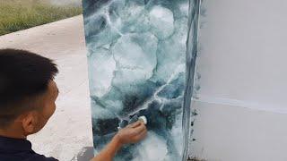 Amazing Techniques Fake Stone Marble Black Paint || Craft Fast and Skillful