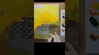 산수유가 피어있는 시골 마을      #손그림 #painting #미술 #art #산수유#봄#집