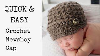 Super Easy Crochet Baby Newsboy Cap