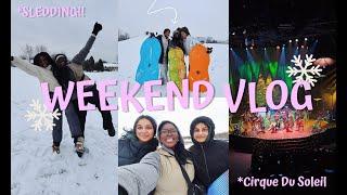 I went sledding for the first time! SNOW WEEKEND VLOG (cirque du soleil, church, and fun!!)