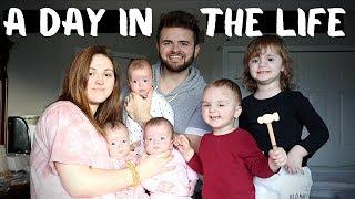 A Day in the Life with IDENTICAL TRIPLETS & 2 Toddlers | The Triplets are 5 months!