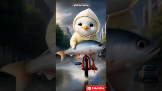The Rainy Day Feast ️ | Cute Chick & Boy Share Grilled Fish! #Shorts #ytshorts #trending #cute #yt