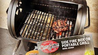 Smoked and Seared Burgers! / Char-Griller Side Fire Box Portable Charcoal Grill, Awesome!