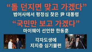 尹 대통령, “돌 던지면 맞고 가겠다”. 한동훈, “국민만 보고 가겠다”. 각자도생에 지지층 우려. 대통령실vs한동훈, 각자도생!!! 한동훈의 ‘승부수’ 주목