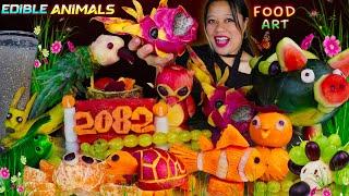 FOOD ART MUKBANG: EATING EDIBLE ANIMALS || TURTLE , CRAB , FISH , PIG,  & MORE