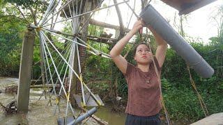 Install plastic water pipes for the water wheel - Water wheel pump - Family farm