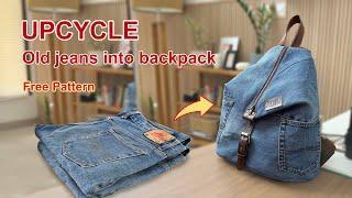 UPCYCLE Old jeans into Folded Backpack