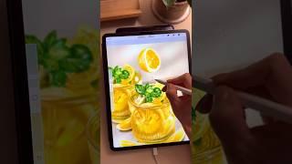 Drawing Lemon Cocktail in Procreate  사진일까? 그림일까? #shorts