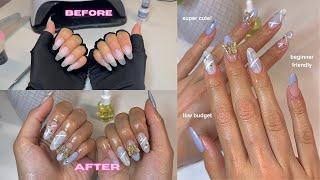 Korean Pastel Nails 〜 | gel x nails, low budget, beginner friendly