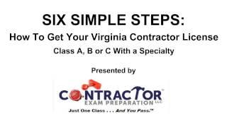 NEW DPOR PROCESS!! 6 Steps: Get a Virginia Contractor License Class A, B, C