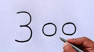 Rabbit Drawing Easy | How to draw rabbit from number 300 | Using number rabbit drawing