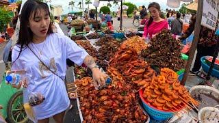 Amazing Street Food Tour in Phnom Penh of Cambodia - Exotic Foods, Crickets, Birds, Snake & More