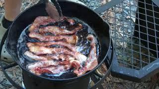 Cooking breakfast on the outdoor cooker part 2