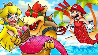 Mario Rescues The mermaid Peach From Bowser - Mario & Peach Love Story - Super Mario Bros Animation