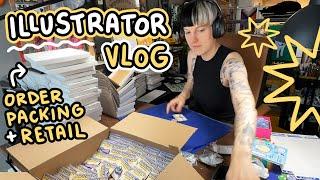 ART VLOG  crowdfunding & retail work frenzy before vacation! | self employed illustrator