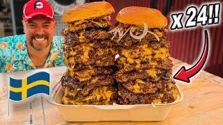 Trying to Eat 24 Swedish Hamburgers to Beat Tasty Bros’ Burger Patty Record Challenge!!