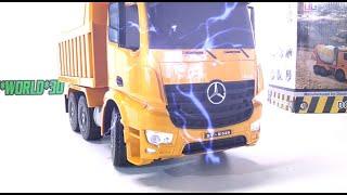 1:20 SCALE RC DUMP TRUCK AROCS MERCEDES BENZ BY DOUBLE E UNBOXING REVIEW AND TEST