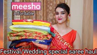 Meesho festival/Wedding special saree haul || Affordable meesho saree haul || Pooja choyal