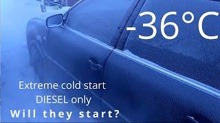 Extreme DIESEL car cold starts all bellow -30*C - Hard starts!