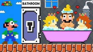 Super Mario: What if Peach and Daisy in Mario's bathroom? | Game Animation