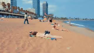 Walking #Barcelona#Beach Spain 4k//#Summer in Spain Barcelona Beach 2021