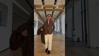 브라운 스트라이프 셔츠와 아이보리바지 코디,발마칸코트코디,남자코트#ootd #shorts