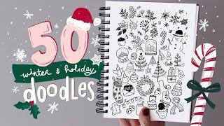 50 Cute Winter Doodle Ideas for When You’re Bored On Holiday | Easy Beginner Doodles 2022