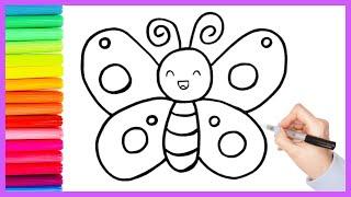 Butterfly Drawing, Painting and Coloring Tutorial  | How to Draw a Butterfly Easy