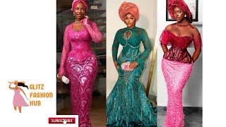 LATEST ASOEBI LACE STYLES 2024| NIGERIAN FASHION STYLES FOR LADIES| DAMASK GOWN STYLES FOR LADIES