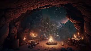 AI Generated Art & Cozy Cave Ambiance with Campfire Sounds for Sleeping, Reading, Relaxing