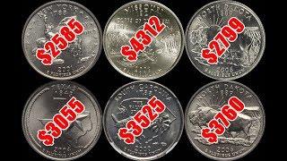 TOP 10 Most Valuable US State Quarters - High Grade Examples Sell for BIG Money!