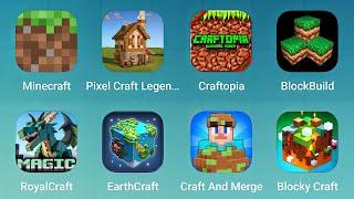 Minecraft, Pixel Craft Legend, Craftopia, Block Build, RoyalCraft, EarthCraft, Craft and Merge