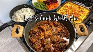 Let’s Cook With Me | Creamy Mac and cheese | Steamed Veg | Stewed Chicken and Rice Sunday Dinner