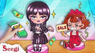 WEDNESDAY ADDAMS | How To Get This Doll? Stop Motion Paper | Seegi Channel