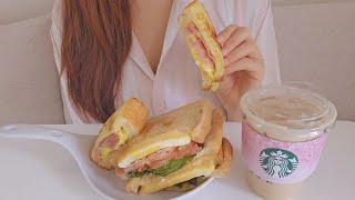 ira ASMR️ l Brunch Toast + Sandwich(⭐️Starbucks⭐️) l Eating Sound l Mukbang️