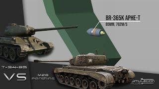 T-34-85 VS M26 Pershing | 1950 Korea Duel | Armour Piercing Simulation