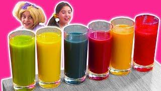 LEARN COLORS WITH FRUIT SMOOTHIES  Lilliana Is Colorblind! - Princesses In Real Life | Kiddyzuzaa