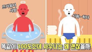 100도의 끓는 물에는 화상을 입는데 100도의 사우나는 왜 괜찮을까