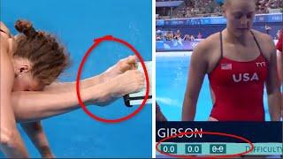 American diver Alison Gibson Scores 0.0 in Olympics as Feet collide with board while in mid-air