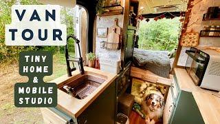 Mountain Lodge Van Conversion for a SOLO Artist & LARGE Dog! | Cozy Promaster 136 wb Van Tour