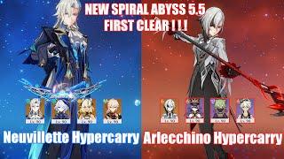 C1 Neuvillette Hypercarry & C0 Arlecchino Hypercarry | NEW Spiral Abyss 5.5 | Genshin Impact